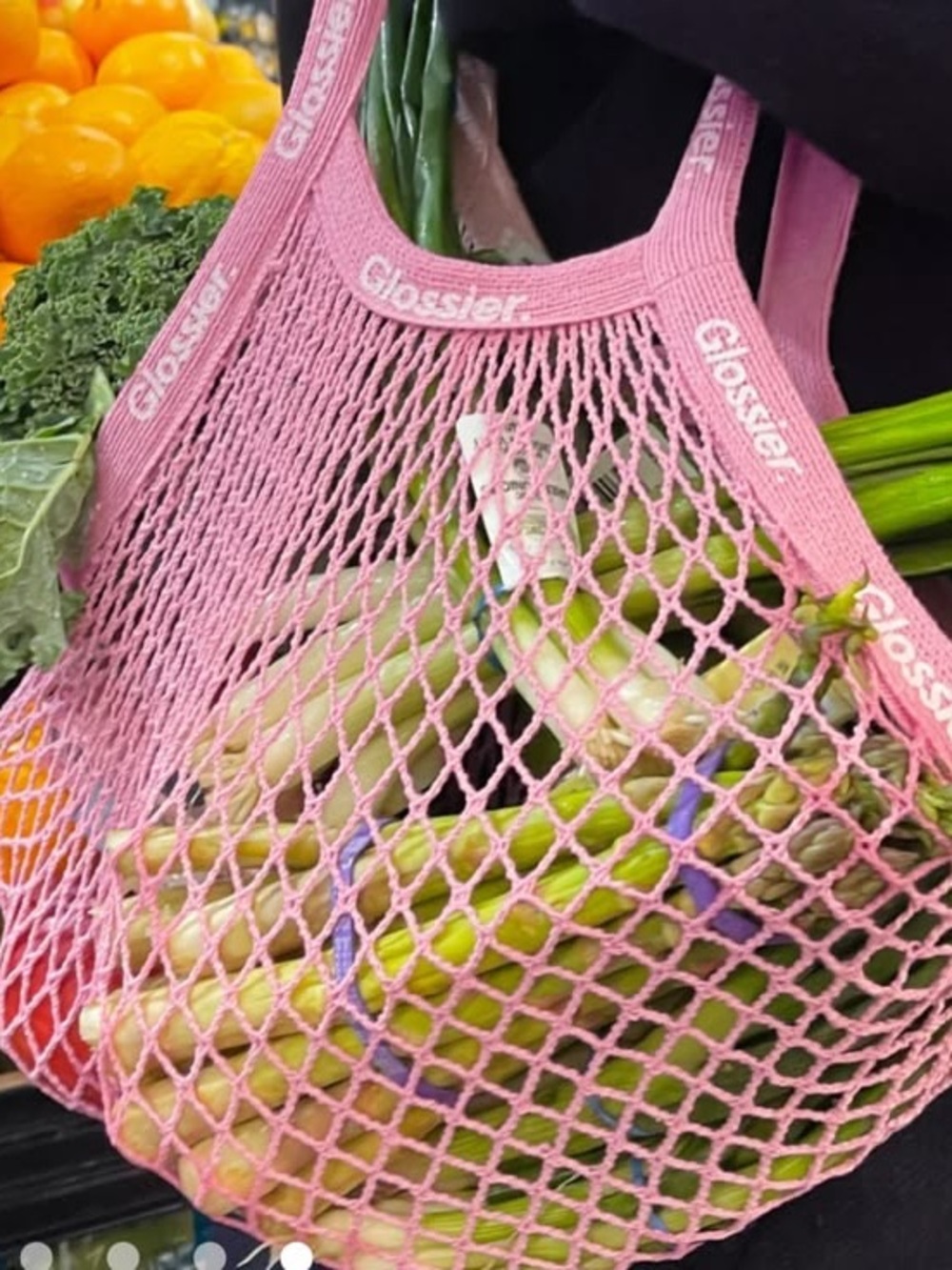 Glossier Pink Mesh Market Bag - Reusable Women’s Tote